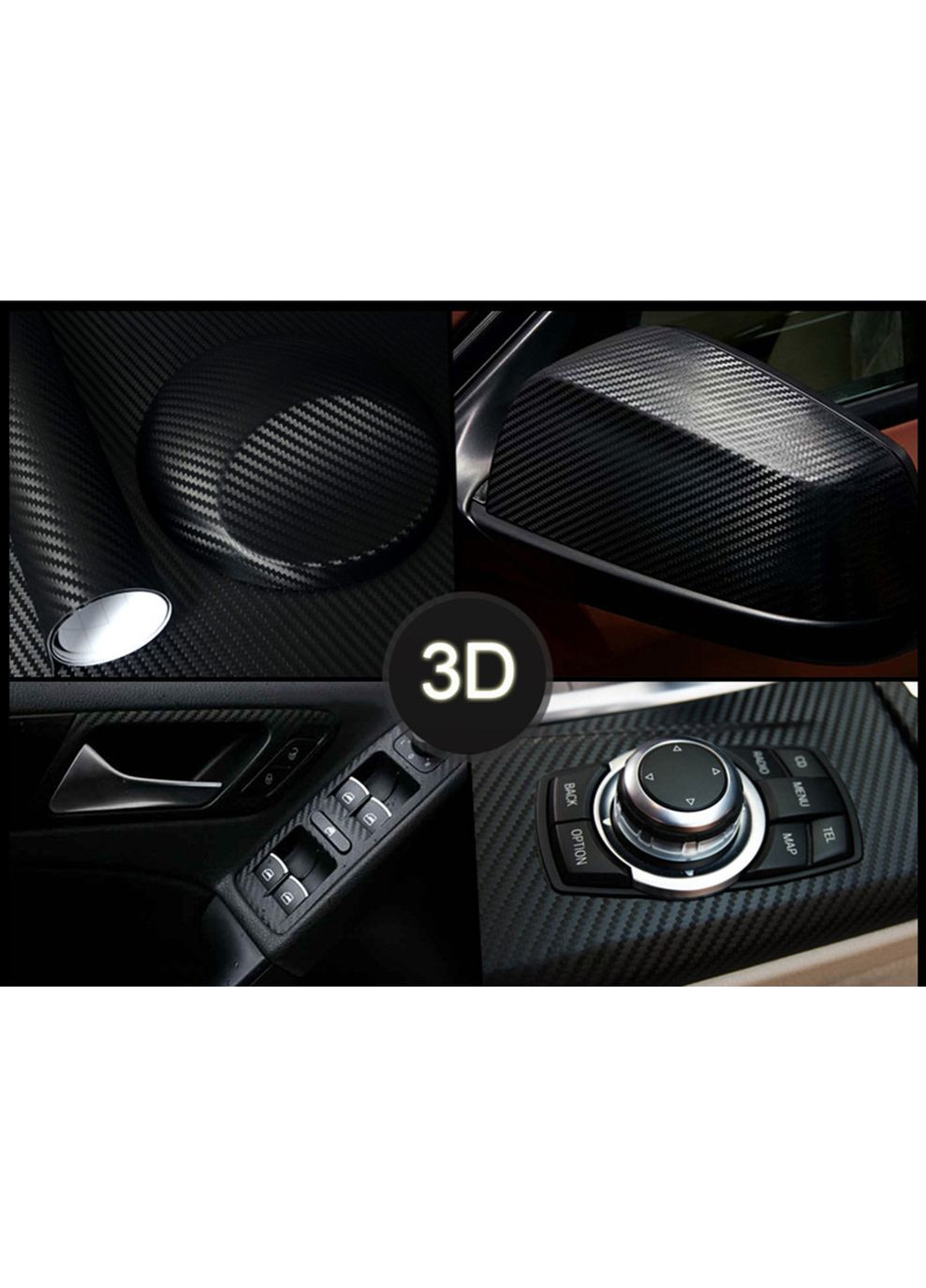 Захисна вінілова 3D плівка для авто ширина 35 довжина 200 см Black No Brand (350202707)