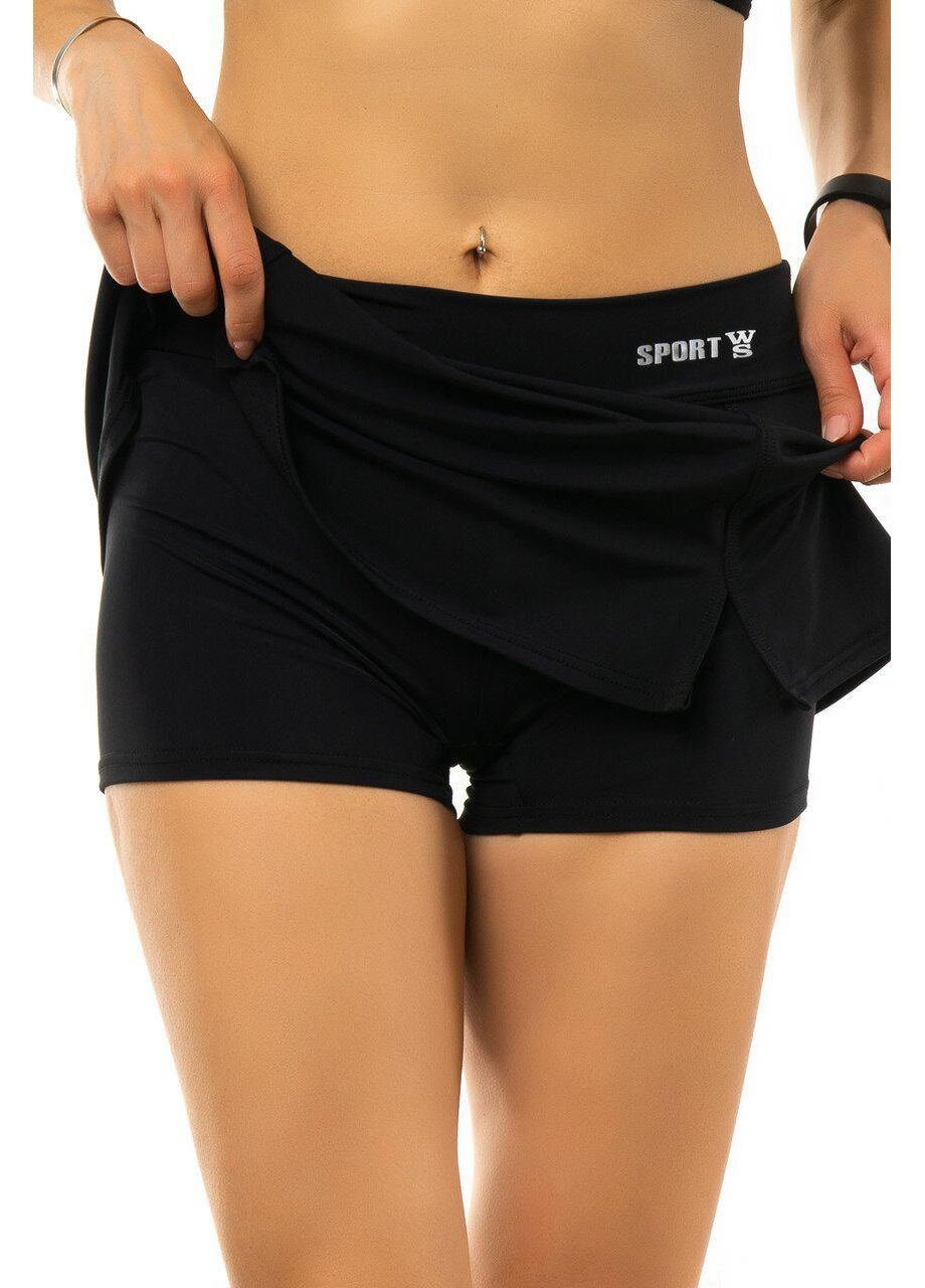 Женская спортивная юбка-шорты S черная Opt-kolo (286330552)