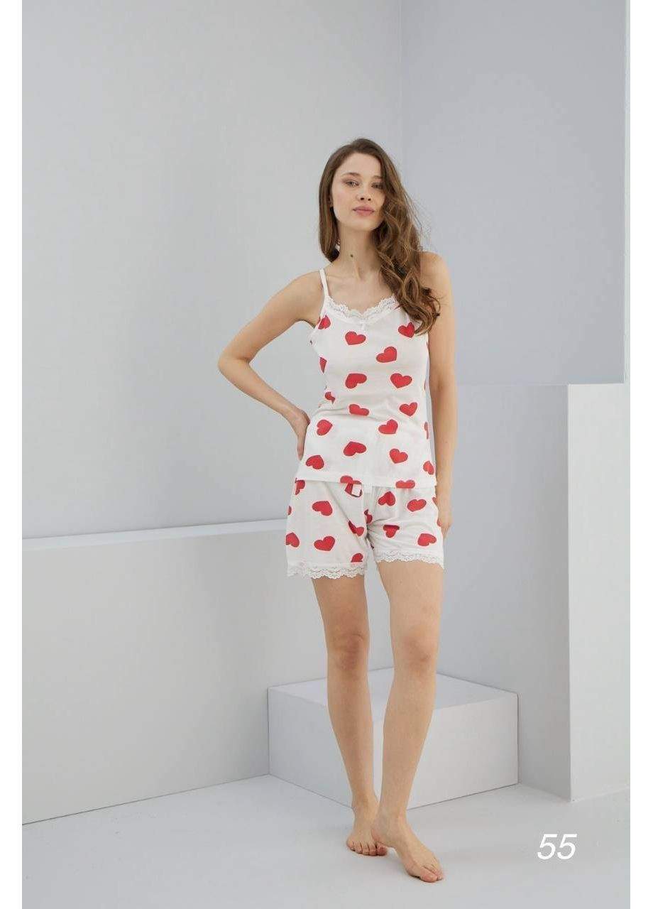 Біла всесезон піжама жіноча майка + шорти Style Point