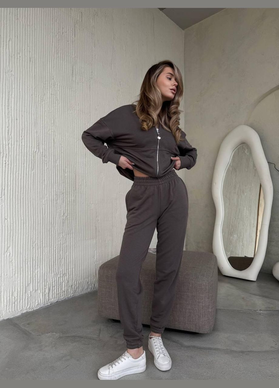 Жіночий весняний костюм з джогерами Сірий No Brand (326842465)