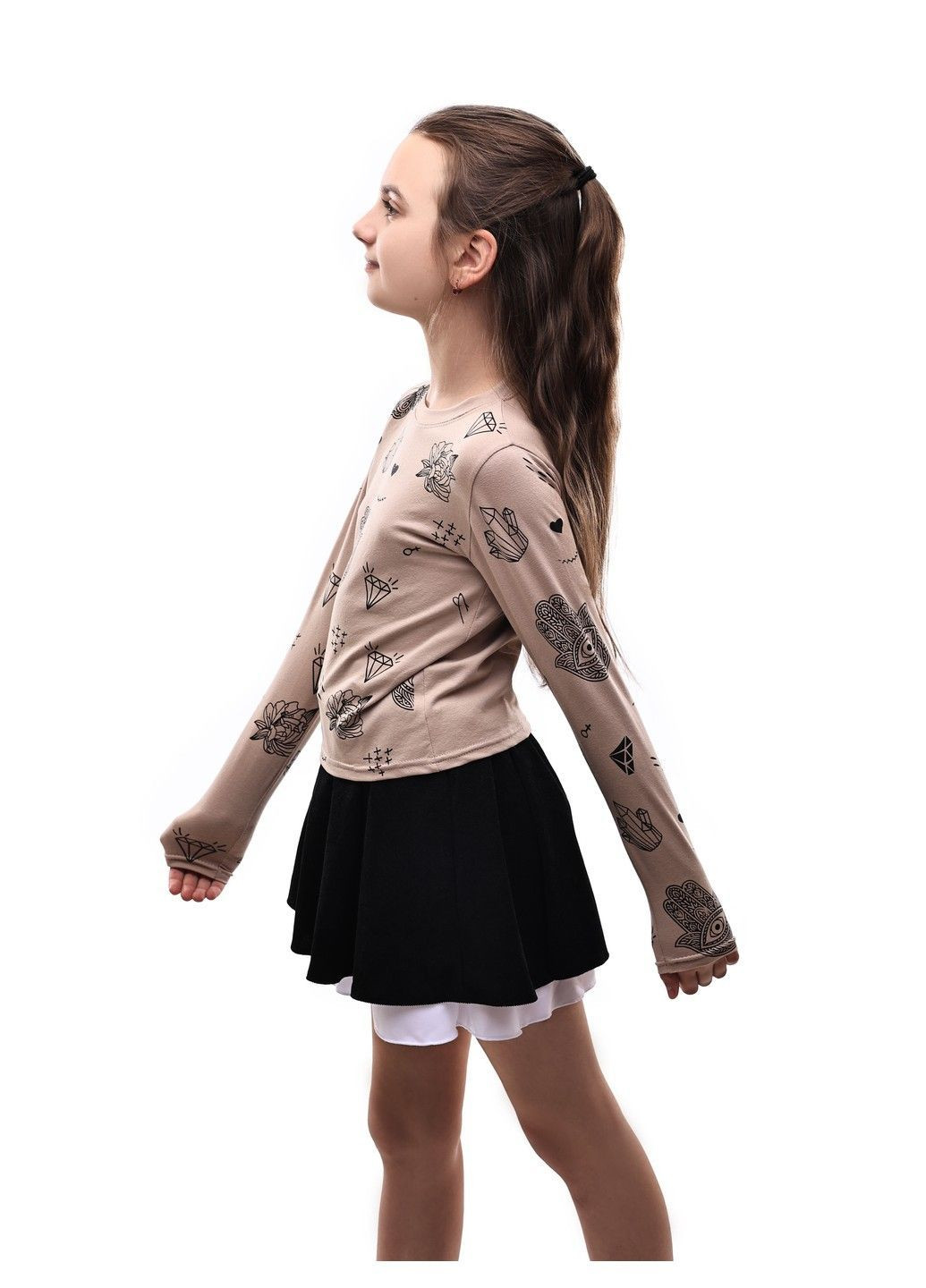 Бежевый демисезонный лонгслив No Brand