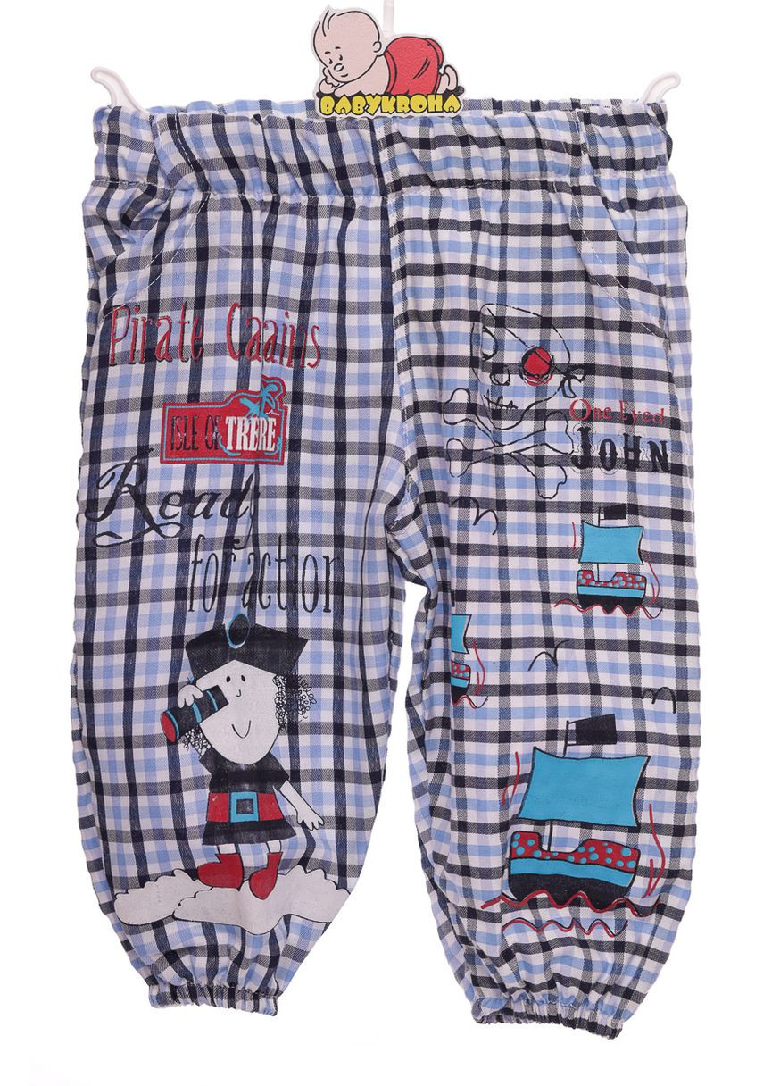 Бриджи в клеточку для мальчика синие коттновые 68 см (50428) BABYKROHA (297199501)
