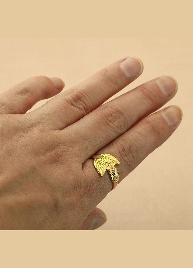 Классическое кольцо женское листочки золотого растения золотистое р регулируемый Fashion Jewelry (285110662)