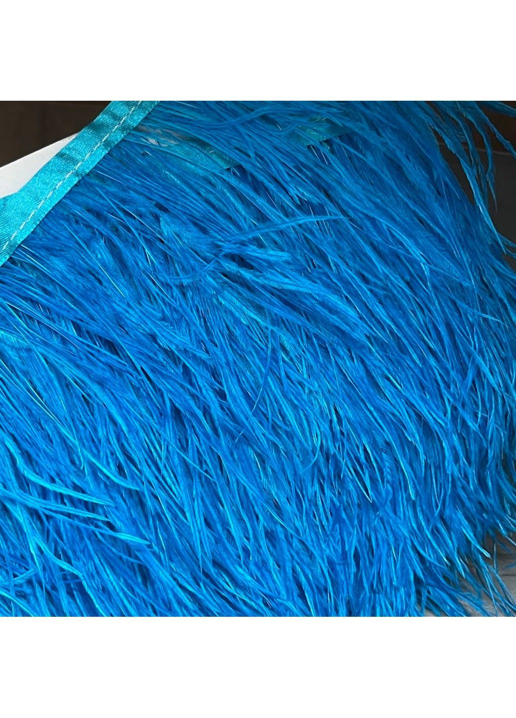 Перо страуса на ленте 7-8 см, цвет-темно-голубой, (отрезок 25 см) No Brand (316702654)