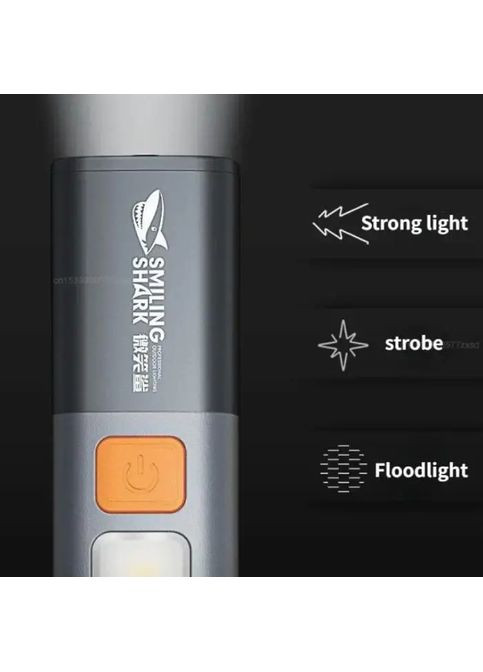 Світлодіодний ліхтарик з карабіном та вологозахист IPX6 Smiling Shark (372084528)