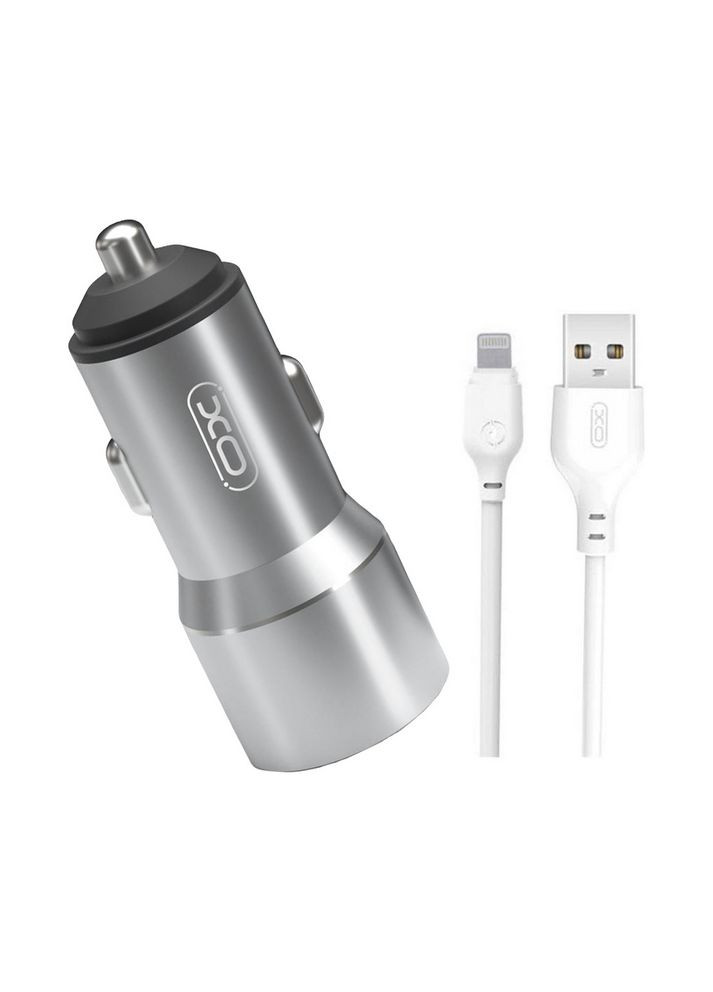 Автомобильное зарядное устройство для TZ09 (2USB, 2.4A) Gray (6920680873517) + кабель Lightning XO (336959661)