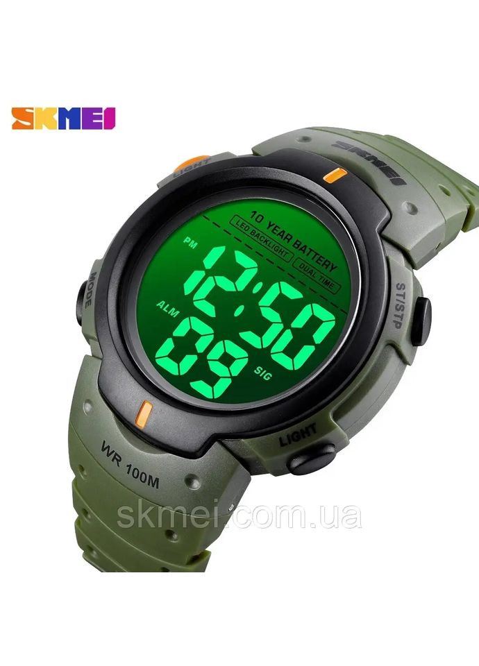 Часы электронные водонепроницаемые 100 м и противоударные тактические мужские наручные часы 1560 Neon10 Bar Skmei (341316294)