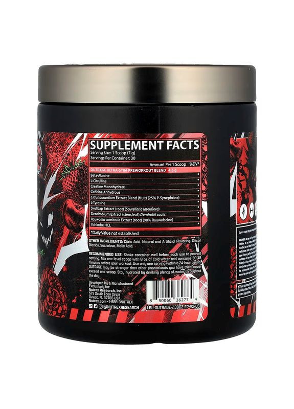 Передтренувальний комплекс Outrage Ultra Stim Pre Workout 209,64 г, Fruit Punch Nutrex (342117748)