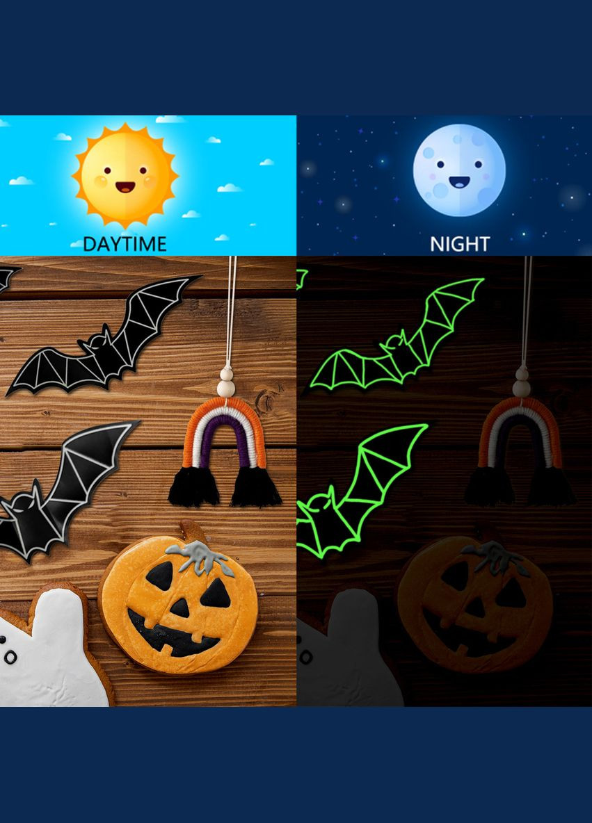 Летучие мыши Хэллоуин люминесцентные 12 штук черный Jannet (302769307)