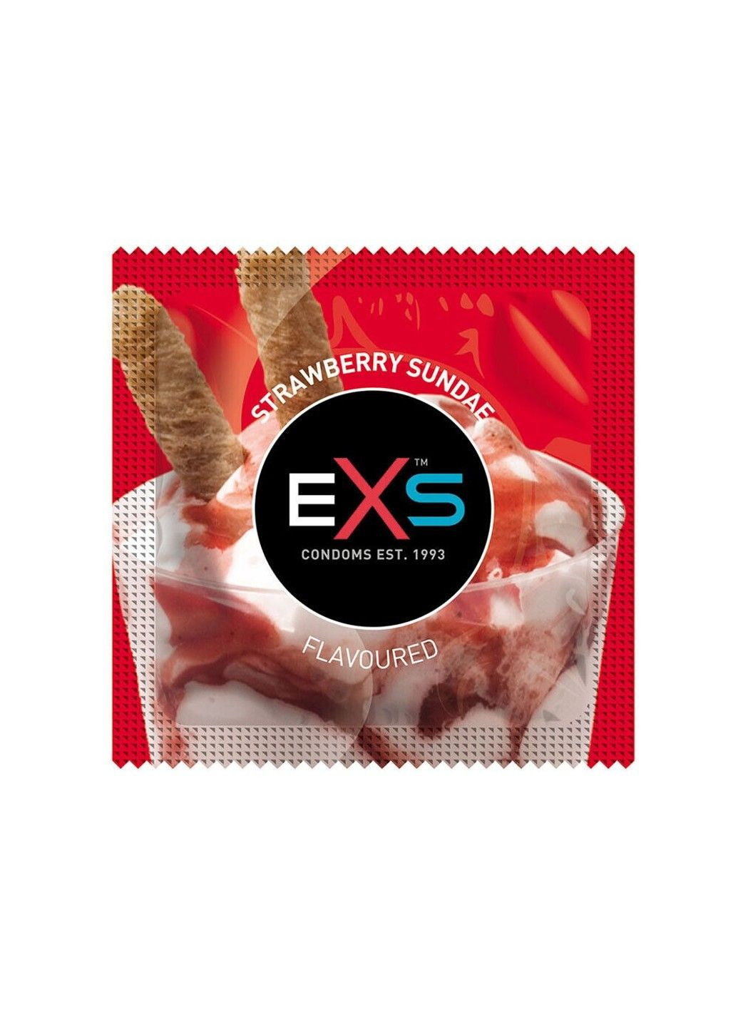 Презерватив со вкусом клубники Flavoured strawberry sundae Веган за 5 шт EXS (282849761)