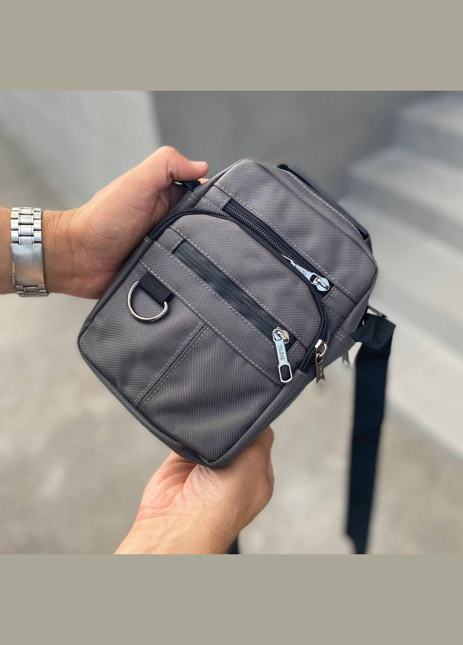 Сумка барсетка через плечо мужская серая компактная Street City No Brand (304511744)