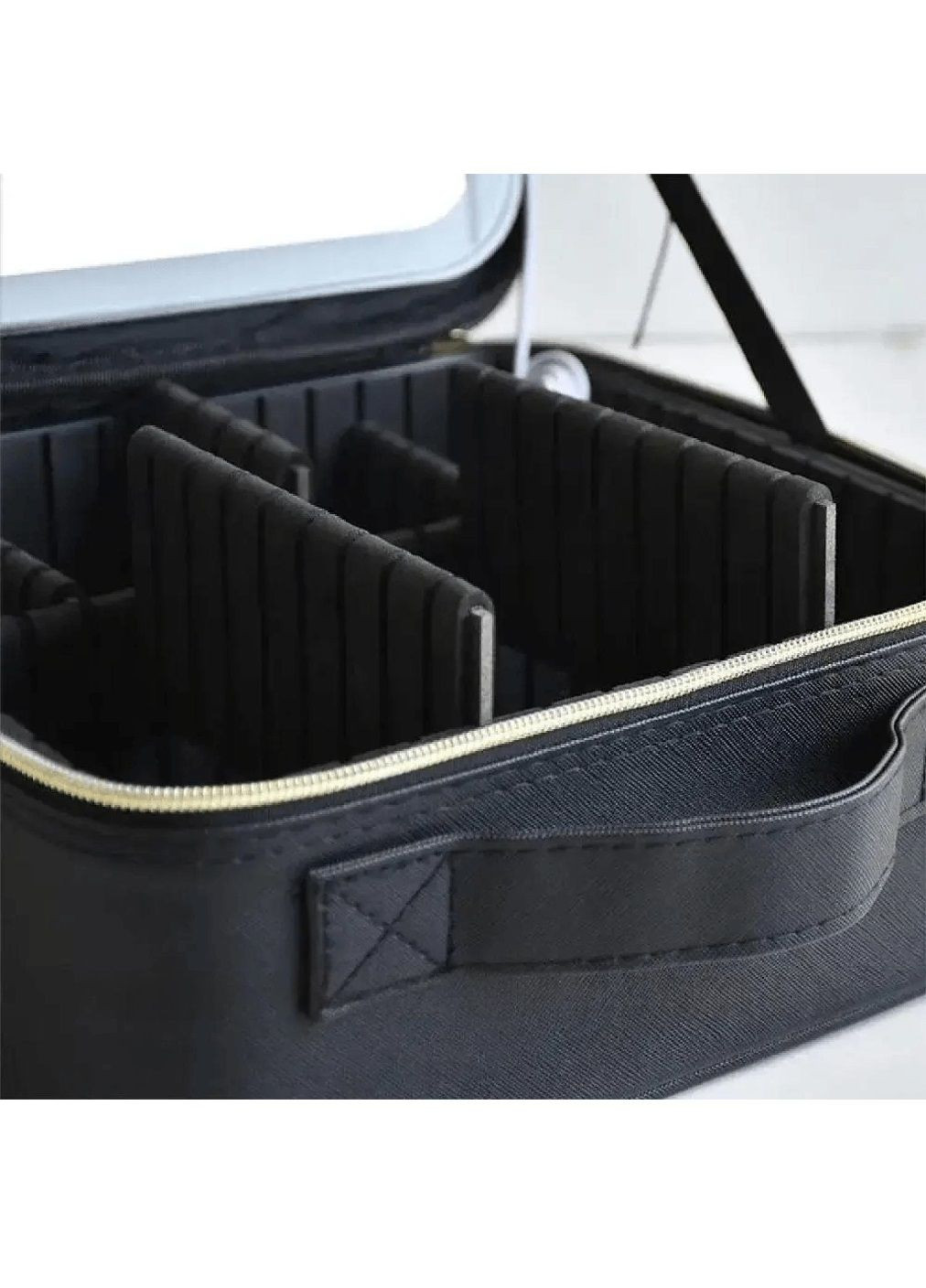 Дорожная косметичка чемоданчик органайзер водонепроницаемая с зеркалом подсветкой для косметики 26х23х11 см (479849-Prob) Черная Unbranded (324950254)