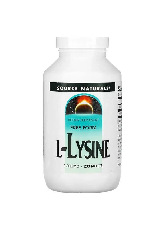Лізин L-Lysine 1000 мг 200 таблеток Source Naturals (361114051)