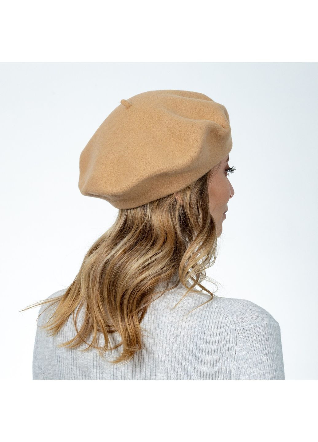 Берет женский шерсть бежевый FLORA SUPER LuckyLOOK 912-597 (322789122)