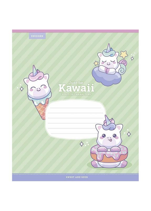 Зошит учнівський "Just be Kawaii" 012-3408K-5 в клітинку, 12 аркушів Школярик (300277344)