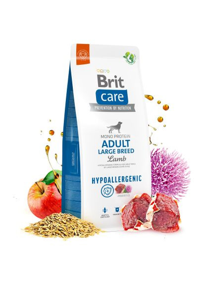 Сухой корм для собак Dog Hypoallergenic Adult Large Breed с ягненком 3 кг (8595602559084) Brit Care Dog Hypoallergenic Adult Large Breed з ягням 3 кг (369878638)