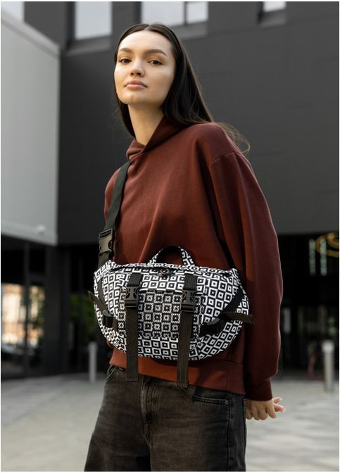 Велика тканинна жіноча поясна сумка бананка принт Cube (1134038721) Sambag (360965592)