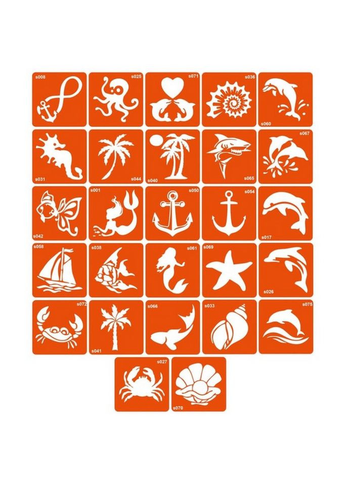 Набор трафаретов для биотата "S - море" s_simple_5x5_27_1 Fresh Tattoo (304404416)