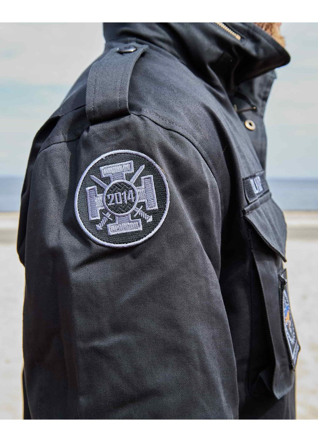 Чорна демісезонна куртка m-65, чорна з українськими нашивками 2xs Olymp 22-PM-M65-H-KH