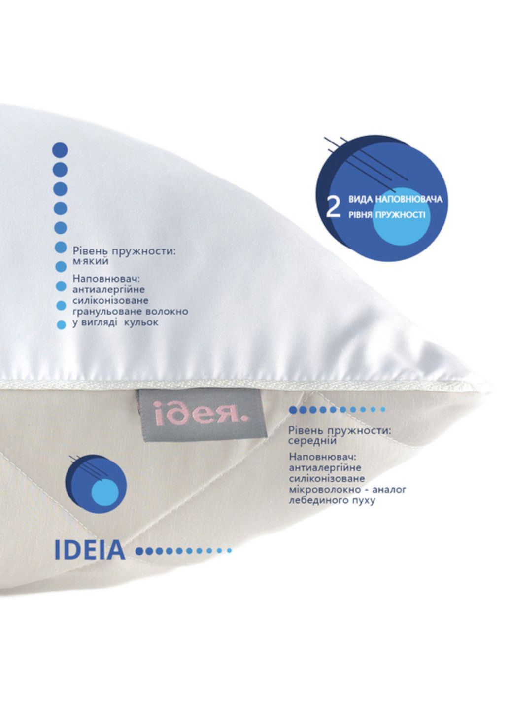 Подушка "Double Chamber" 50х70 см (чохол зі стібкою + штучний пух) IDEIA (329698687)