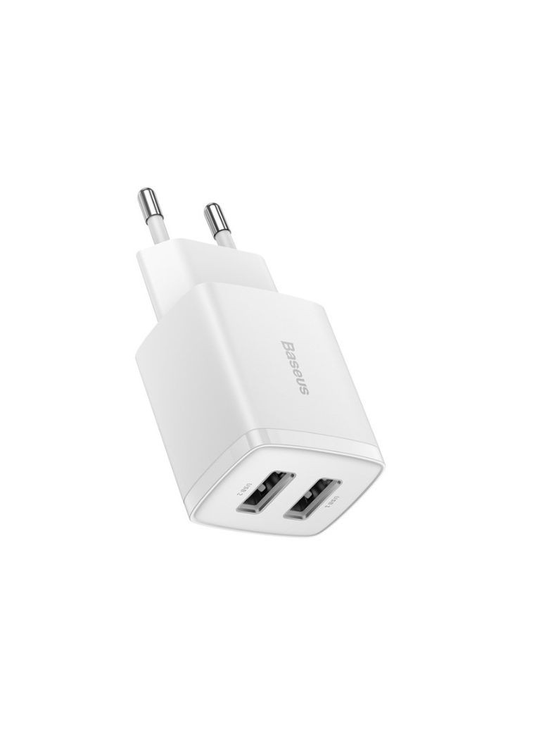Мереживний зарядний пристрій Wall Charger 2xUSB Compact 10.5W White (CCXJ010202) Baseus (333031897)