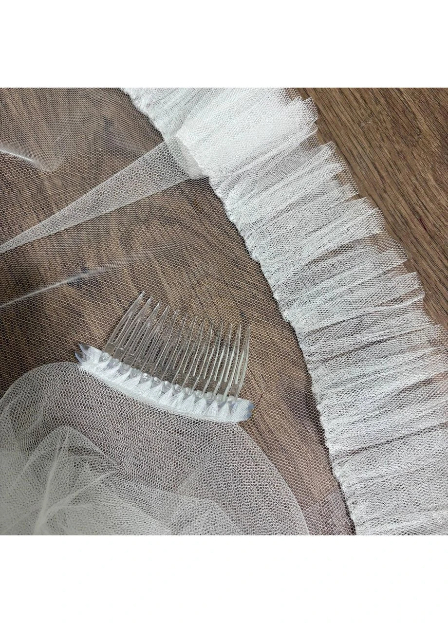 Фата свадебная 2-ярусная длинная с рюшами евросетка Pronovias No Brand (392308851)