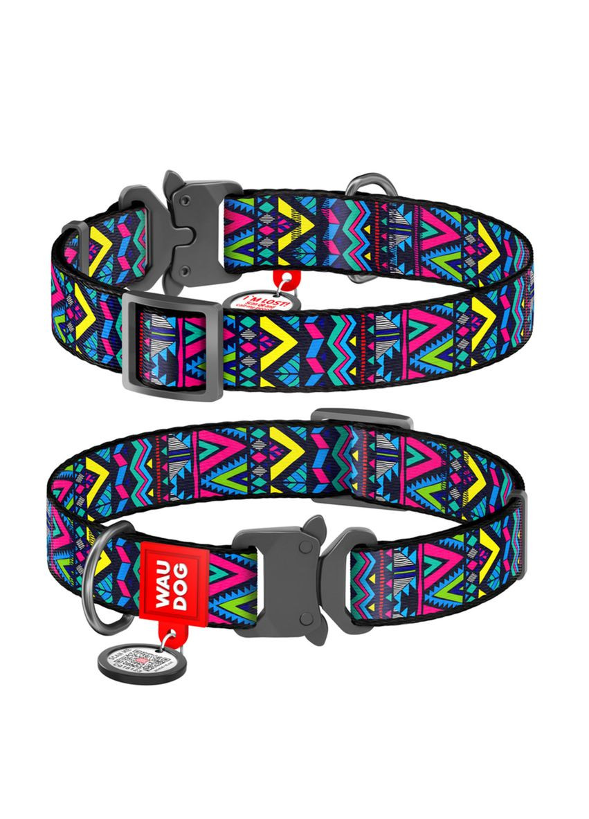 Нашийник для собак нейлоновий Nylon "Інді" Металева пряжка-фастекс Ш 25 мм Д 35-58 см WAUDOG (332879356)
