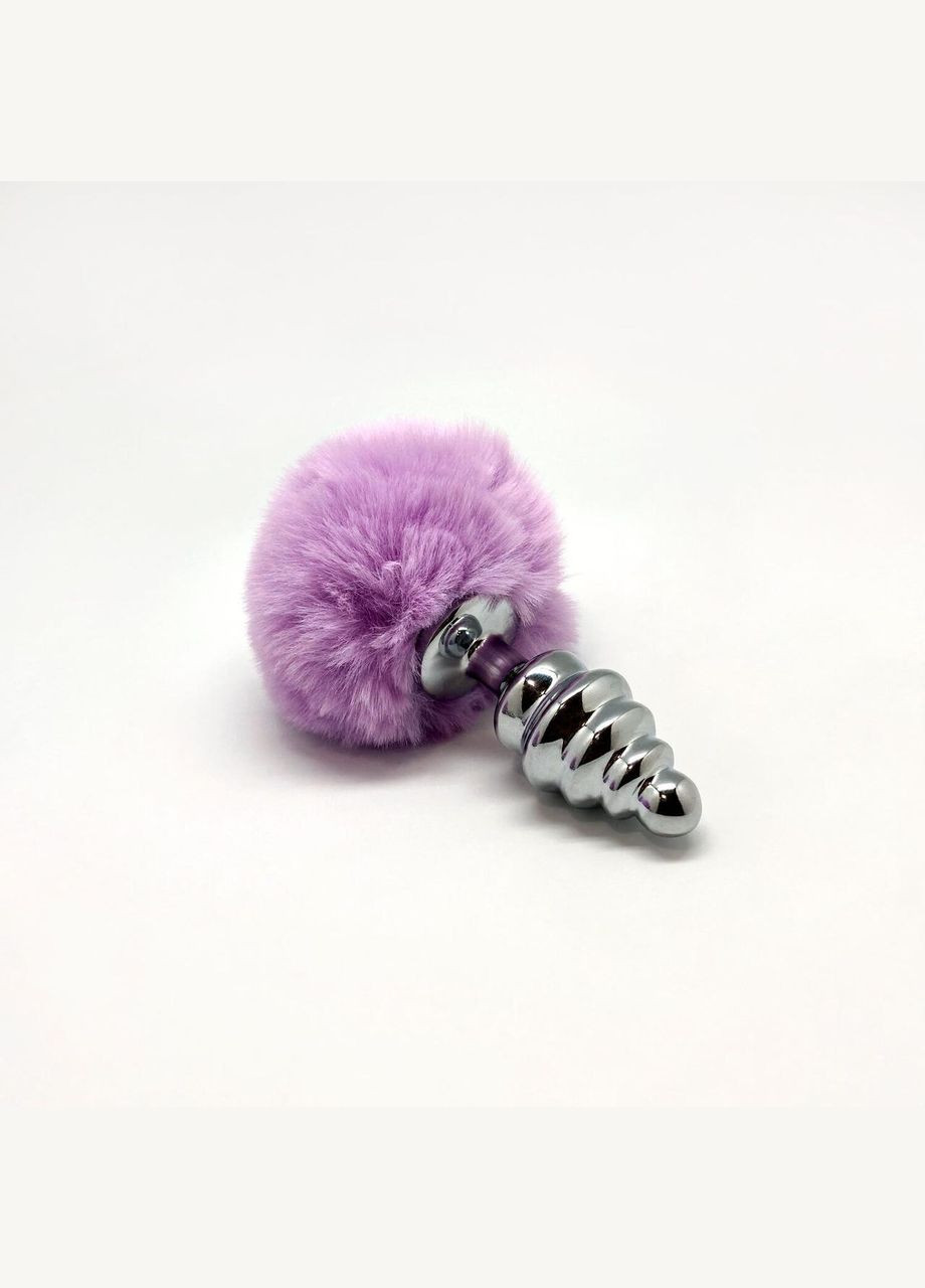 Металлическая анальная пробка Кроличий хвостик Fluffy Twist Plug M Purple, диаметр 3,4 см Alive (293959556)