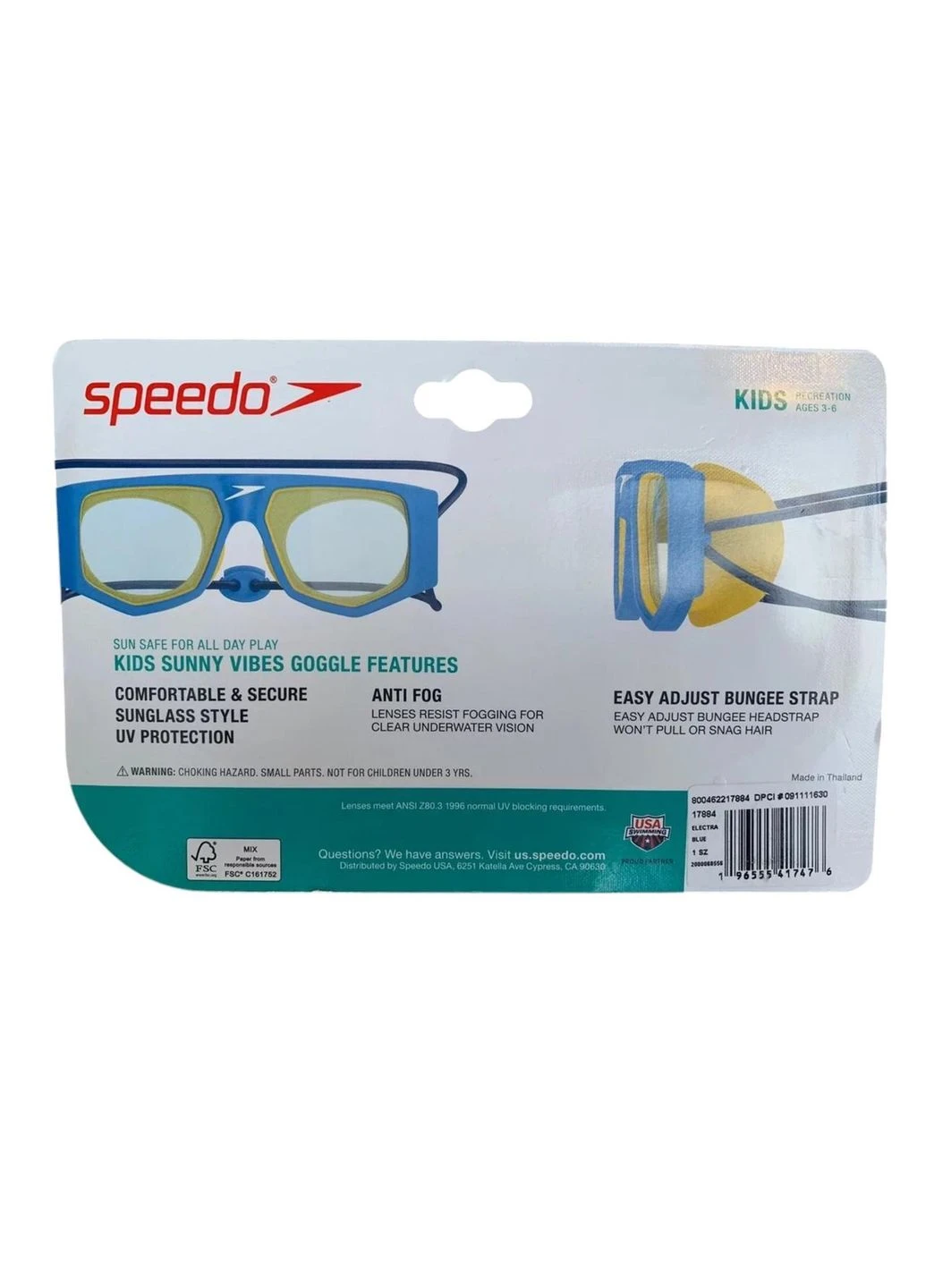 Детские очки для плавания Sunny Vibes от 3 до 6 лет - Electra Blue Speedo slim fit (370442713)