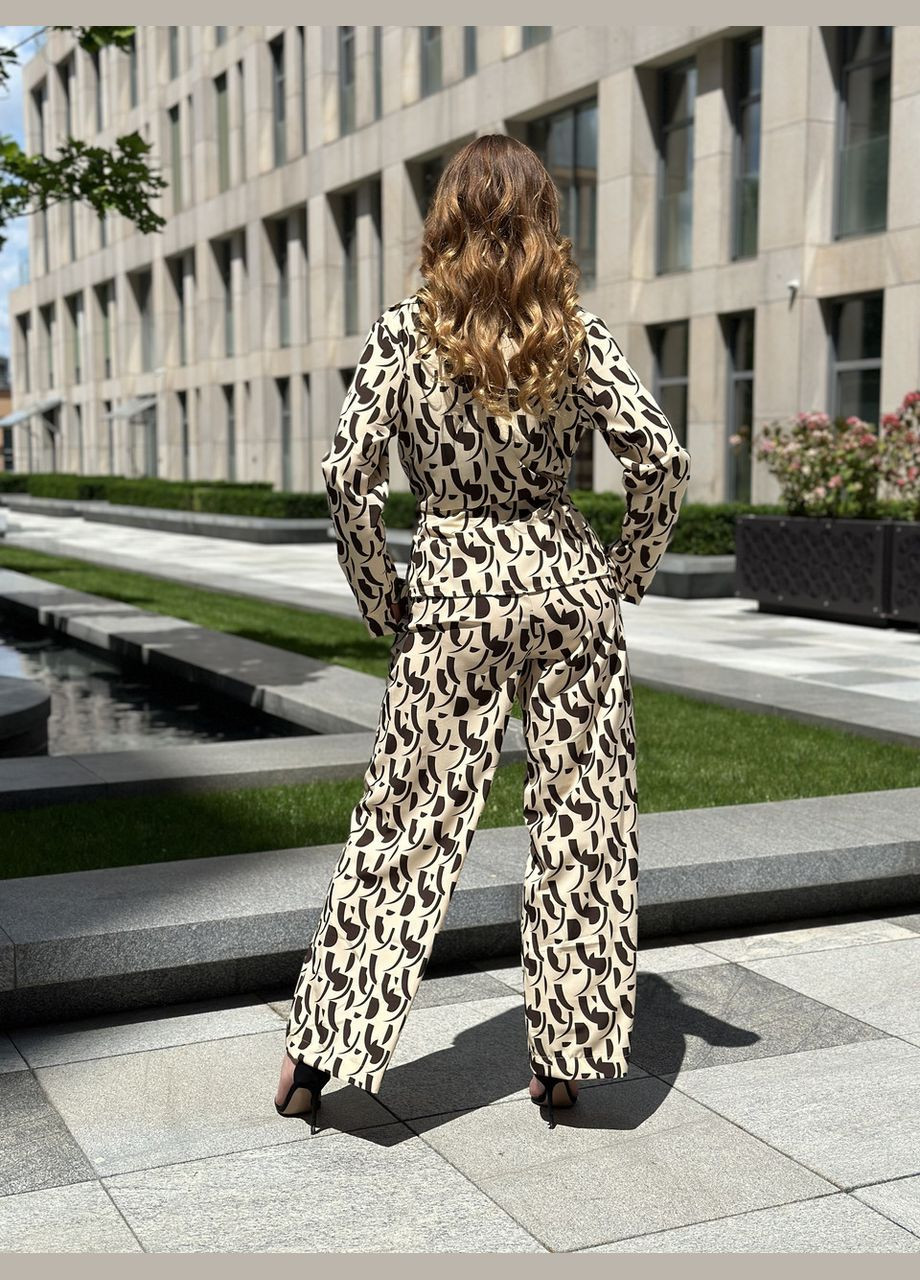 Женский костюм софт рубашка и штаны Капучино с шоколадным принтом Maybel (337702504)