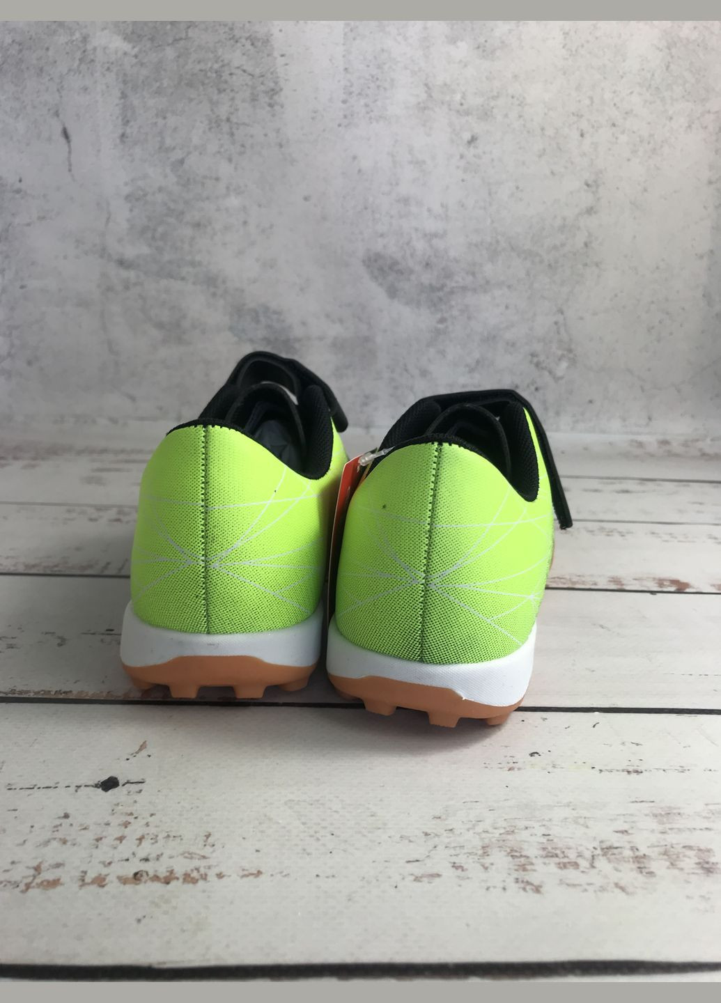 Цветные кроссовки сороконожки детские черно-салатовый (1039) Apawwa на липучке