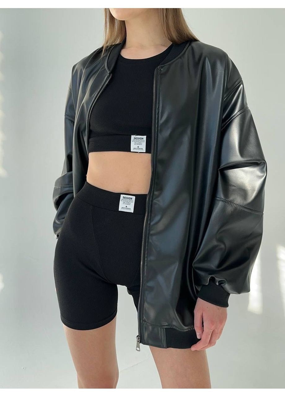 Кожаный бомбер на молнии (360916494)