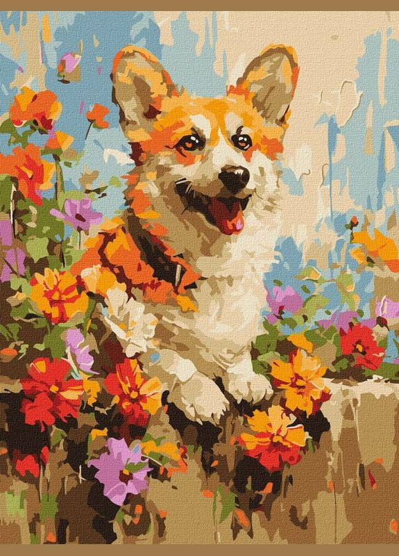 Картина за номерами Коргі в квітах ©art.solomiia 30x40 KHO6616 Ідейка (299721718)