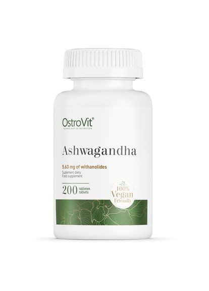 Натуральная добавка Vege Ashwagandha, 200 таблеток Ostrovit (334706079)