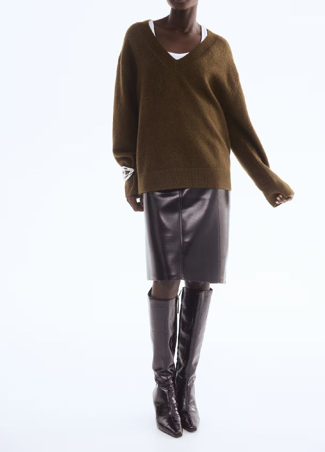 Оливковий (хакі) демісезонний светр H&M