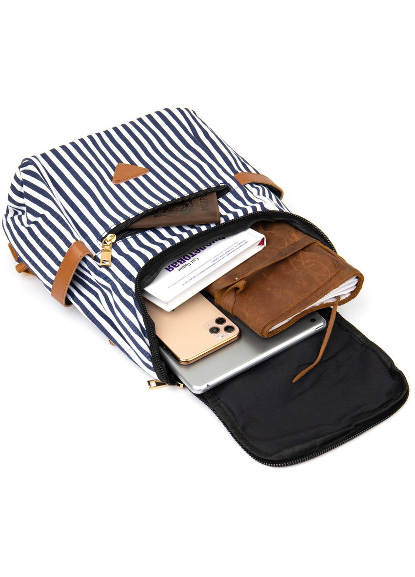 Рюкзак текстильний жіночий в смужку 20668 Білий Vintage (328449844)