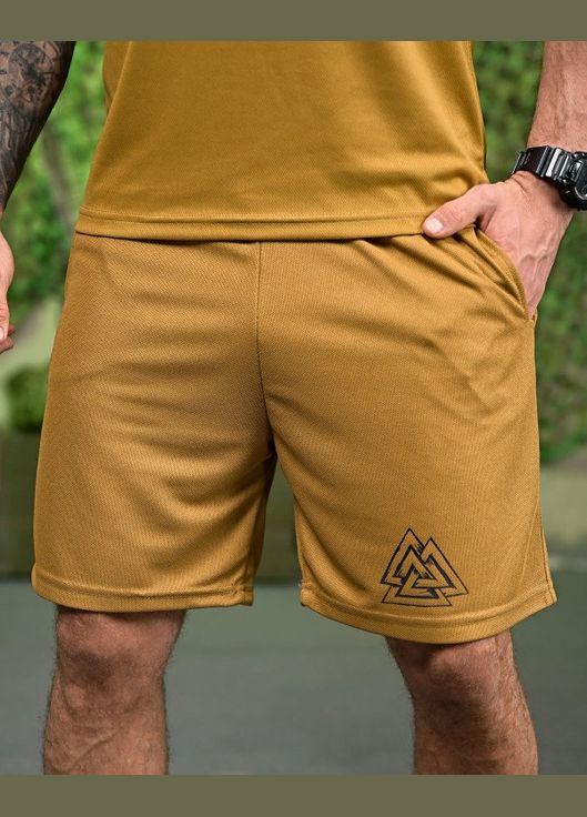 Патріотичний літній чоловічий костюм з принтом орел футболка+шорти койот Freedom