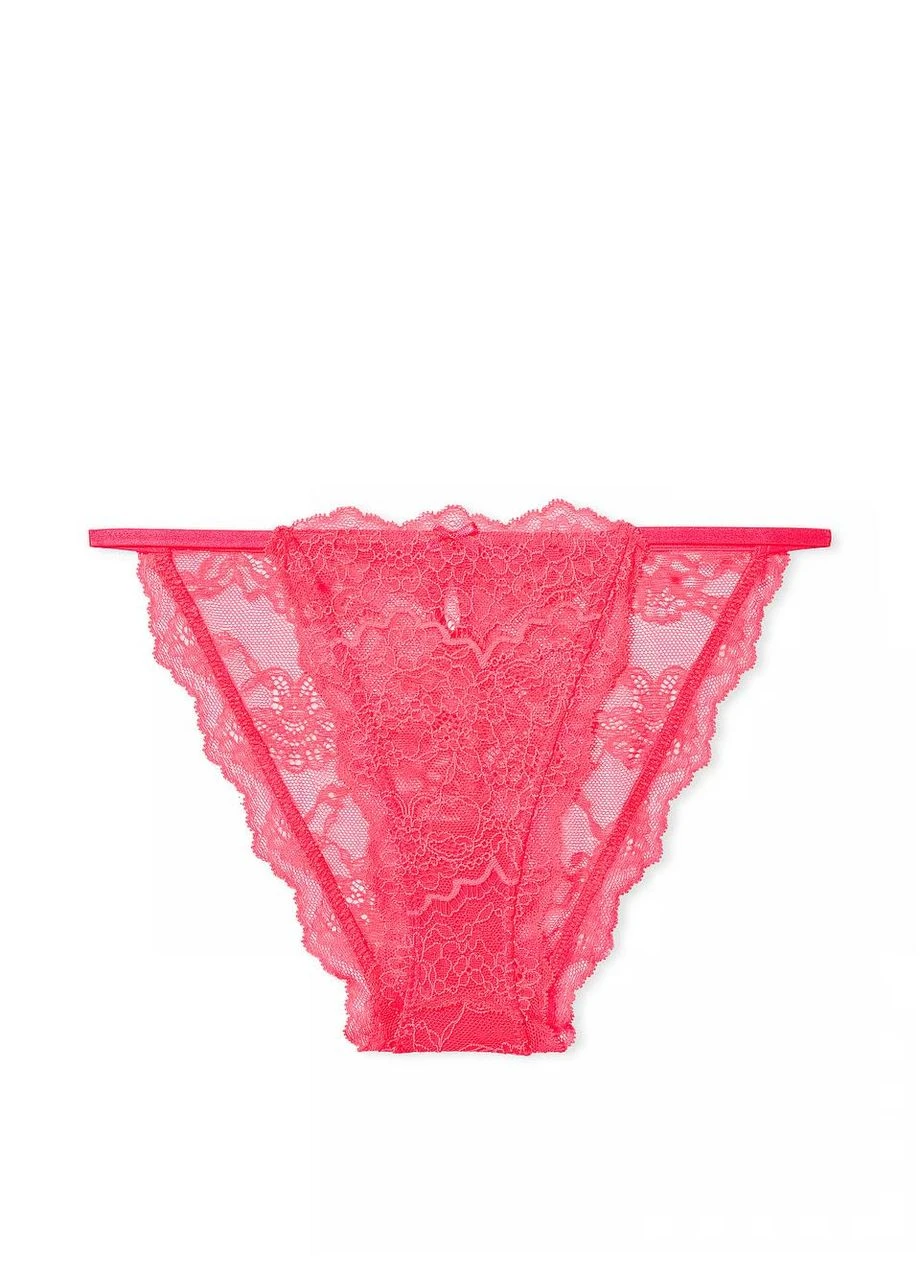 Жіночі трусики бікіні мереживні Рожеві Victoria's Secret (387107941)