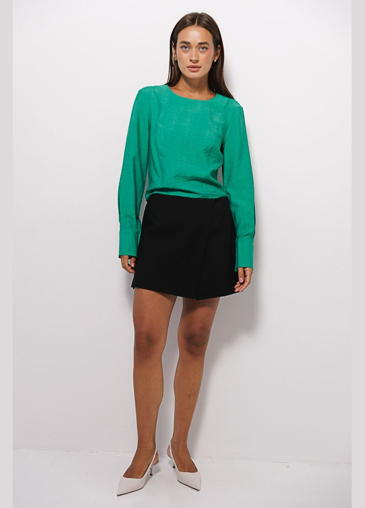 Зелена укорочена блуза з довгими рукавами Arjen