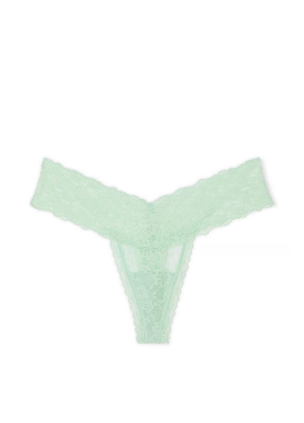 Трусики-стрінги жіночі Lace-Up Lace Thong Panty зелені Victoria's Secret (348457740)