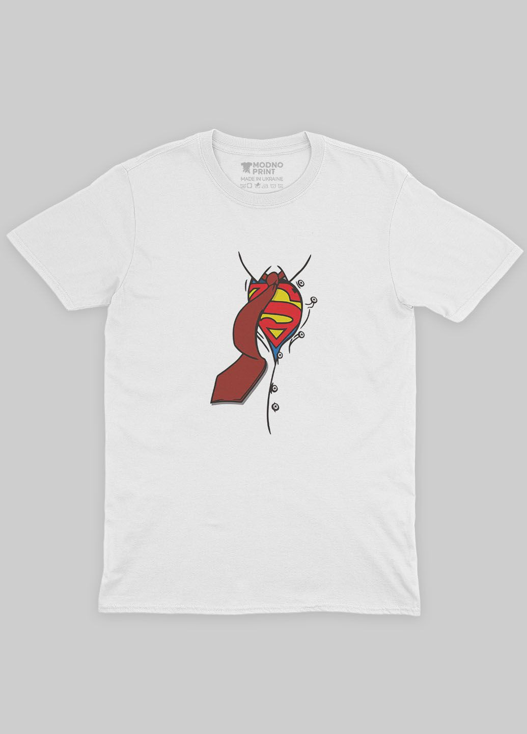 Біла демісезонна футболка для дівчинки з принтом супергероя - супермен (ts001-1-whi-006-009-002-g) Modno