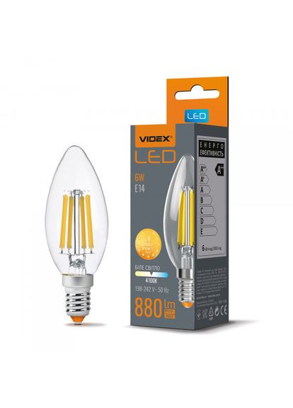LED лампа Filament C37F 6W E14 4100K Videx (366218192)