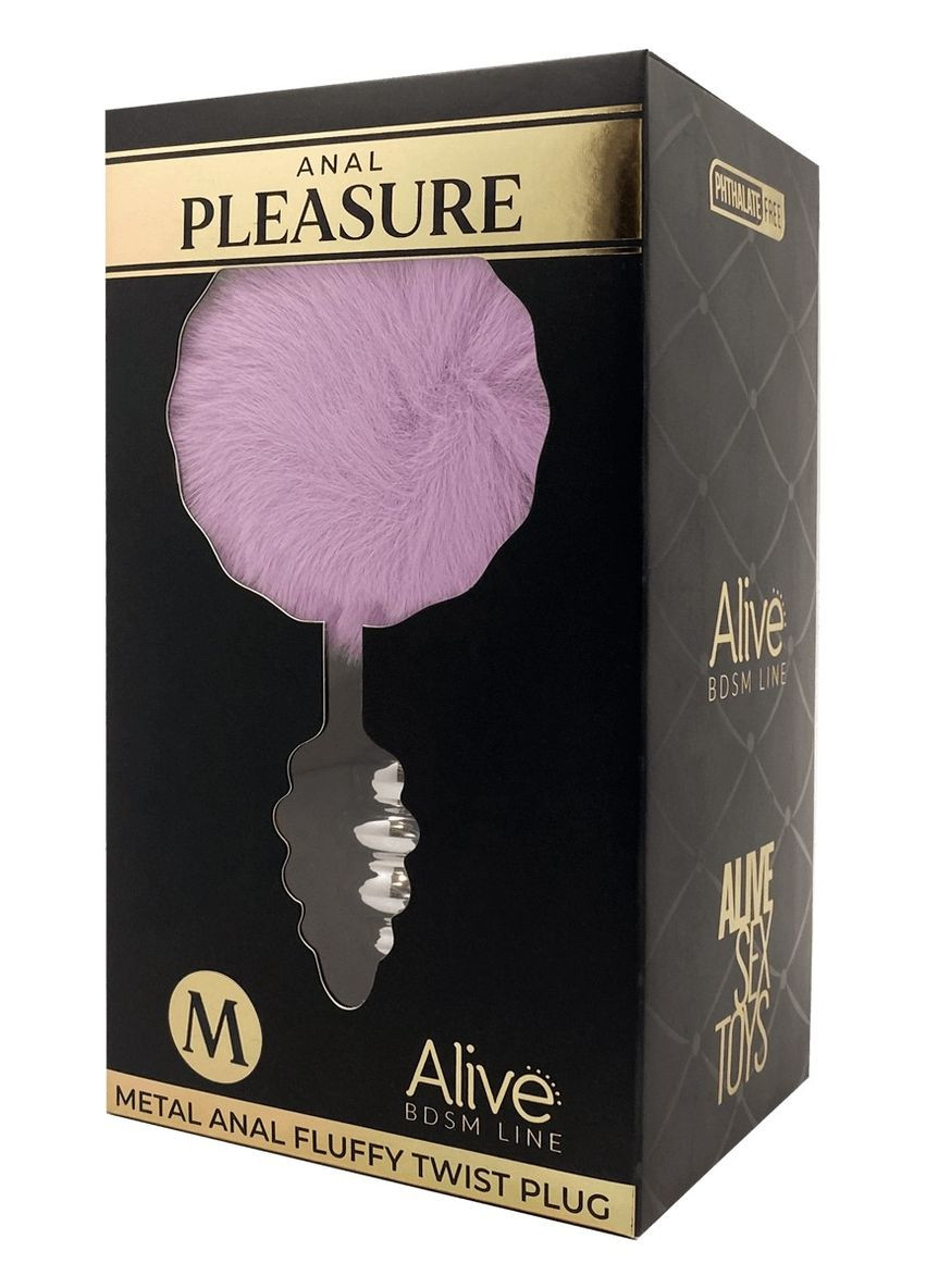 Анальна рельєфна пробка Anal Pleasure зі світло-фіолетовим хвостом, М Alive (338423433)