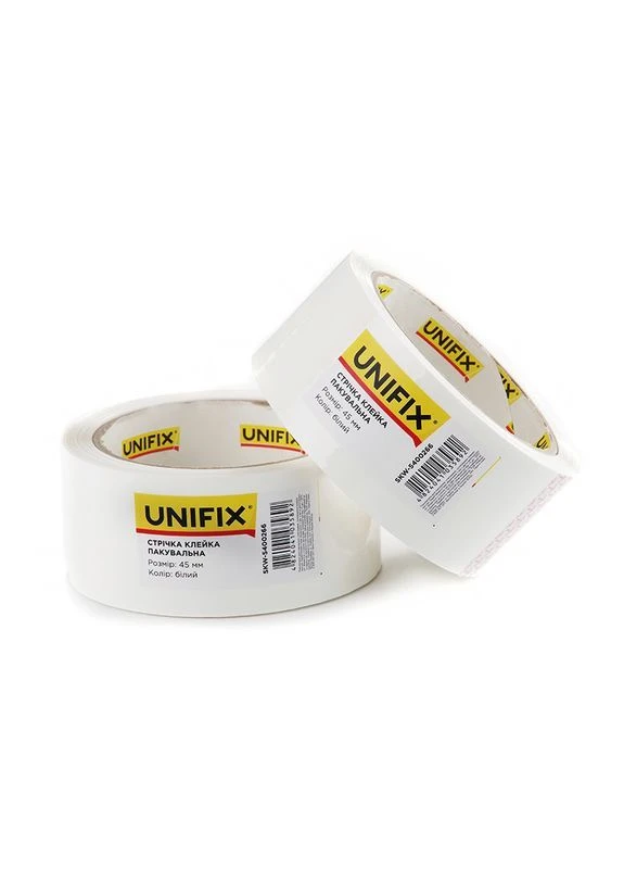 Білий пакувальний скотч 200 м × 45 мм (SKW-5400266) Unifix (396839746)