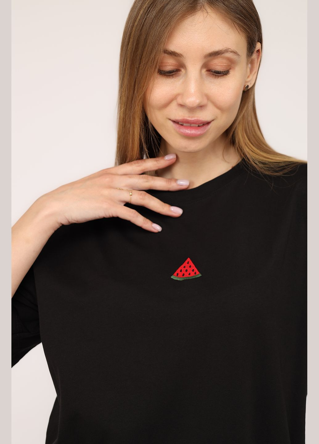 Футболка с коротким рукавом женская цвет черный ЦБ-00274528 MUEZZA - (333298892)