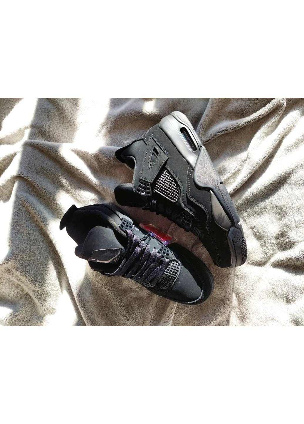 КРОССОВКИ ЖЕНСКИЕ NIKE RETRO 4 BLACK CAT НАЙК АИР РЕТРО ЧЕРНЫЕ No Brand чёрные демисезоны (392015806)