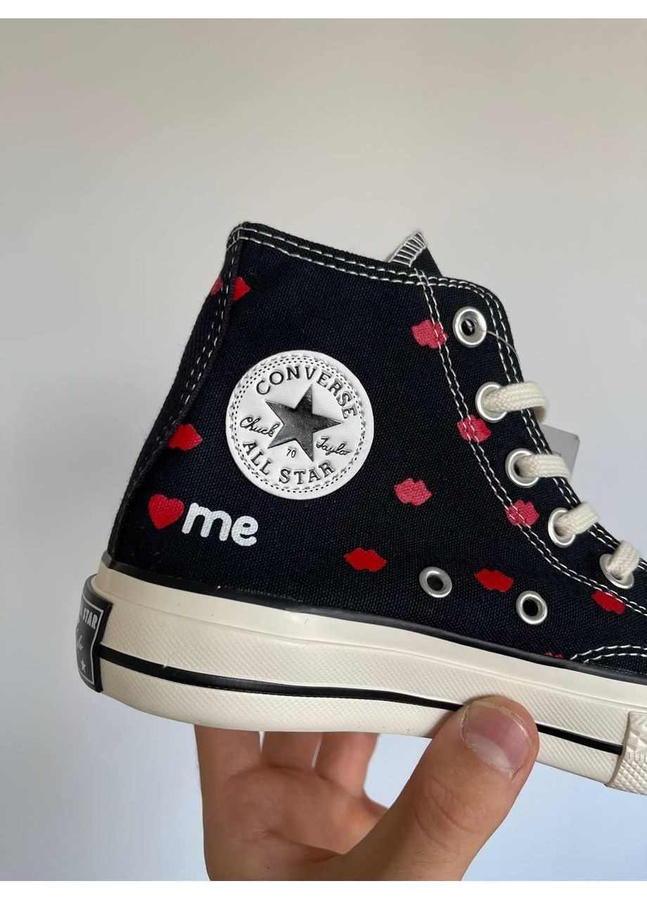 КЕДЫ ЖЕНСКИЕ CONVERSE CHUCK 70 EMBROIDERED LIPS BLACK КОНВЕРС No Brand чёрные демисезоны (367170505)