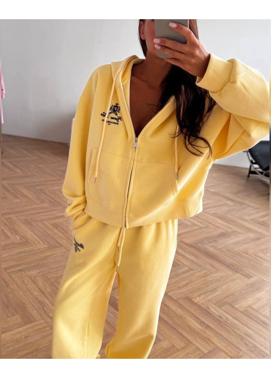 Женский спортивный костюм оверсайз худые на молнии и брюки с высокой посадкой. MonCher (350287917)