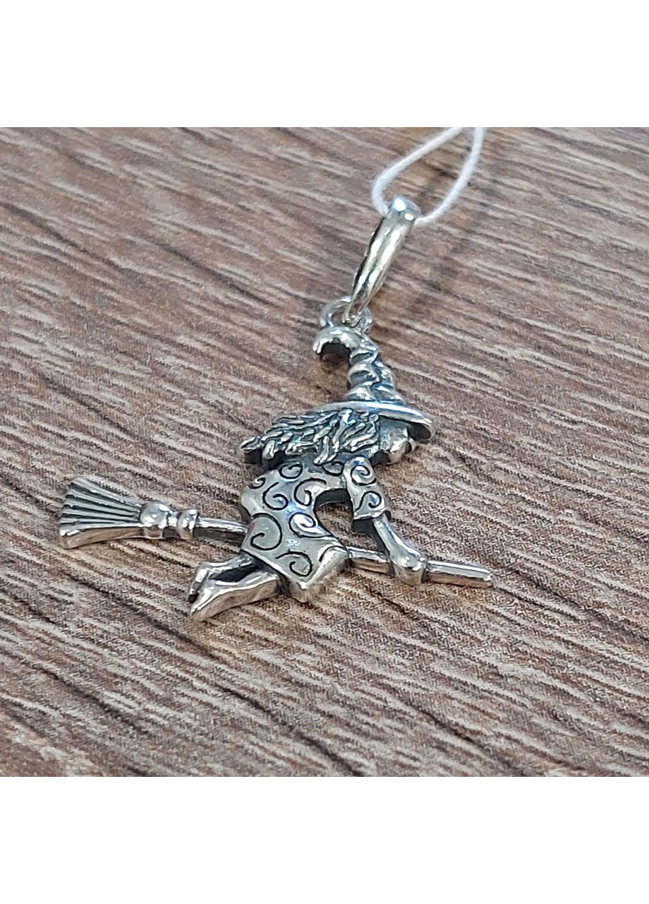 Кулон Відьма на мітлі зі срібла No Brand (355921851)