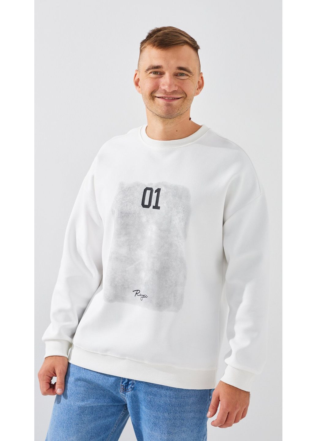 Молочный свитшот с принтом мужской 1312 молочный shop (2000999194917) Demos (359912965)